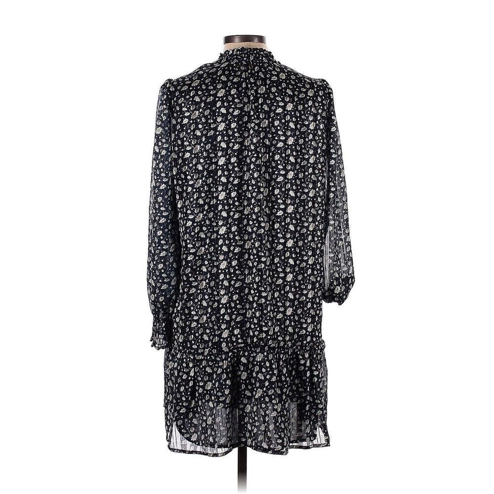 Greylin Womens Mockneck Mini Dress L Floral Pleated Modest Fairy Goth Sheer Slee - Picture 2 of 2